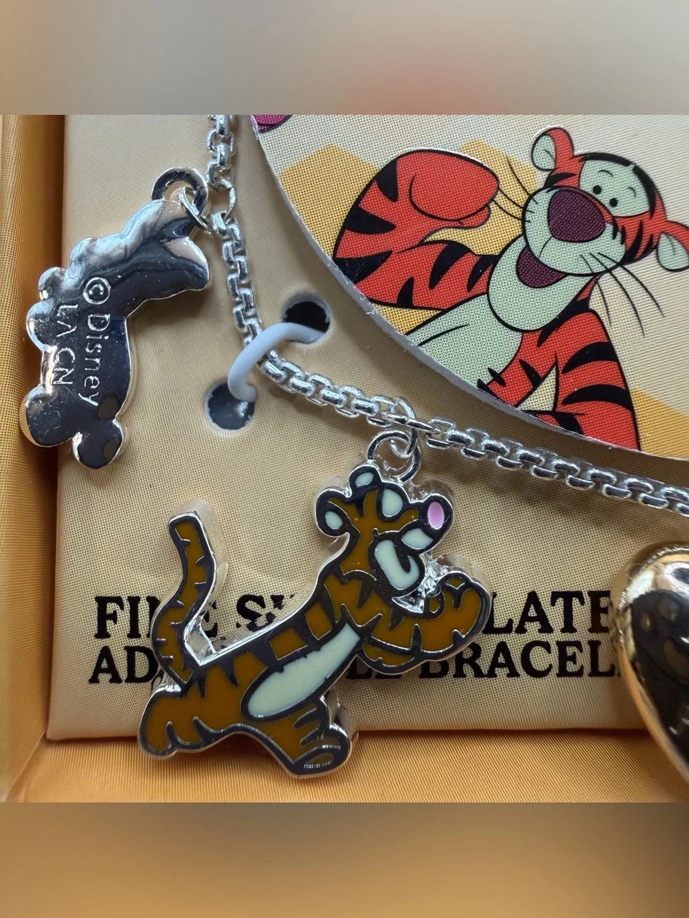 Disney Winnie the Pooh Silver Charm Bracelet with Yellow, Blue & Green Accents